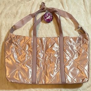 Weekender Carry Bag. Lavender Pink Sheen. 3 Straps. 21”x13.5”. Brand New.